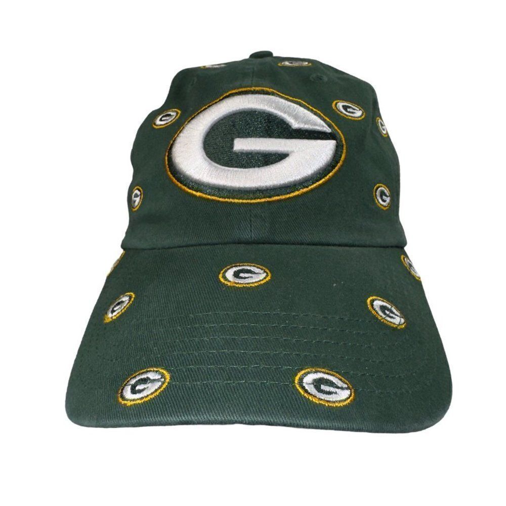 '47 Brand Green Bay Packers All Over Logo Strapback Hat Women's OSFM
